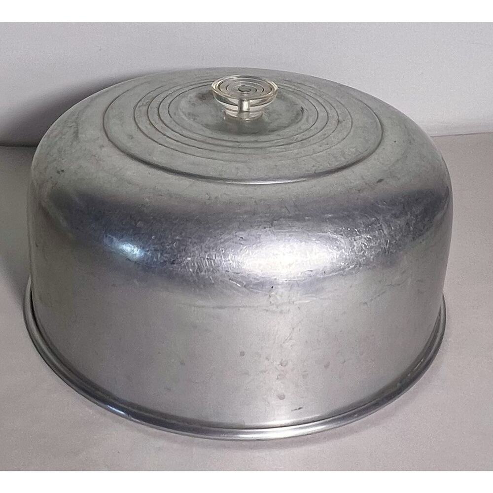 Vintage Aluminum Dome Lid Cake Cover w Handle Mid-Century Kitchen Storage